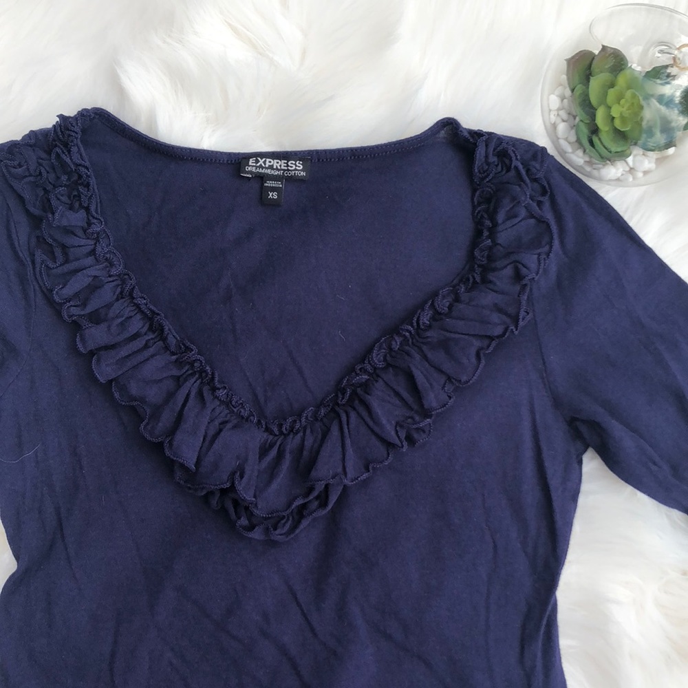 XS Navy ruffle EXPRESS top